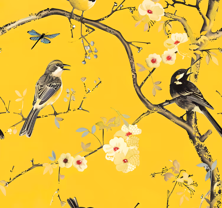 Yellow roller blind in spring design - TenStickers
