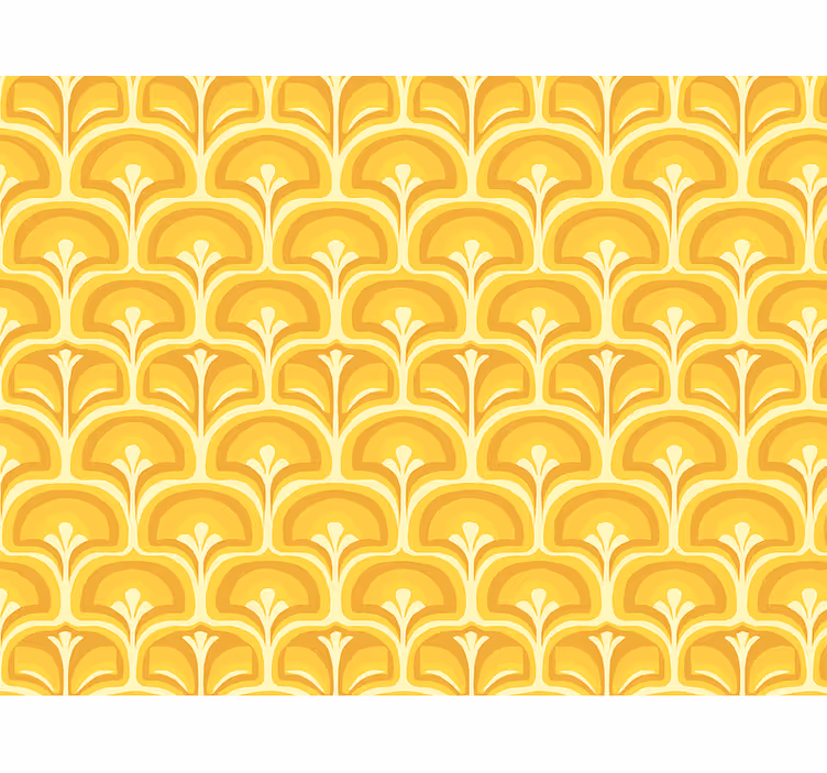 Yellow roller blind with retro 70s yellow shapes - TenStickers