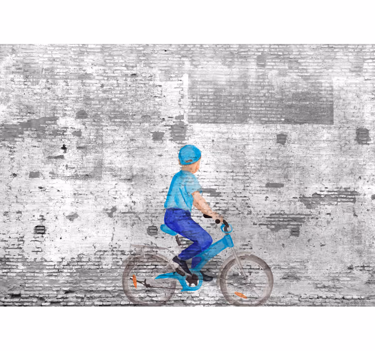 Roller blind for kitchen window kids on bike mural - TenStickers