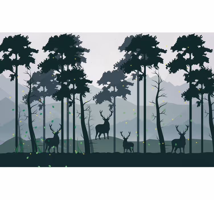 Roller blind for kitchen window silhouette forest scandi - TenStickers