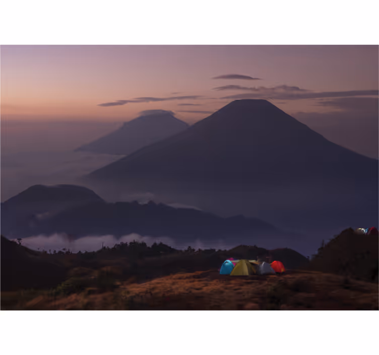 Hikers with cloudy mountain roller blind for kitchen window - TenStickers