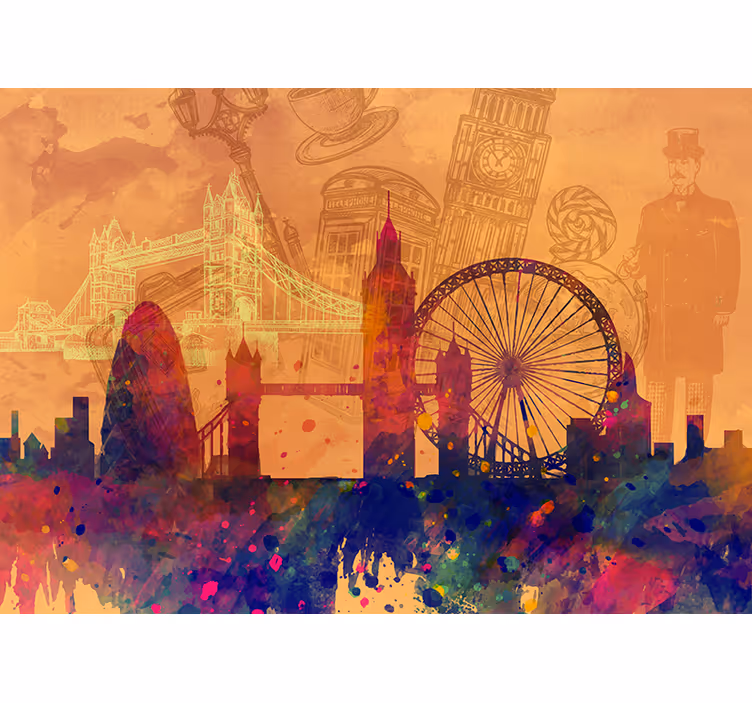 Roller blind for kitchen window historic skyline design - TenStickers