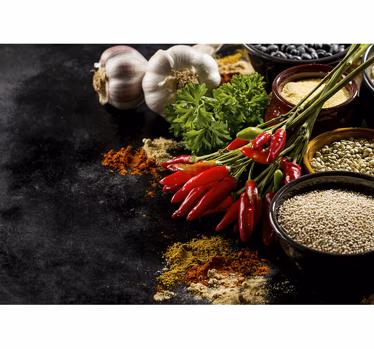Roller blind for kitchen window cooking with spices - TenStickers