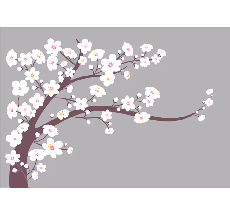 White flowers on gray roller blind for kitchen window - TenStickers