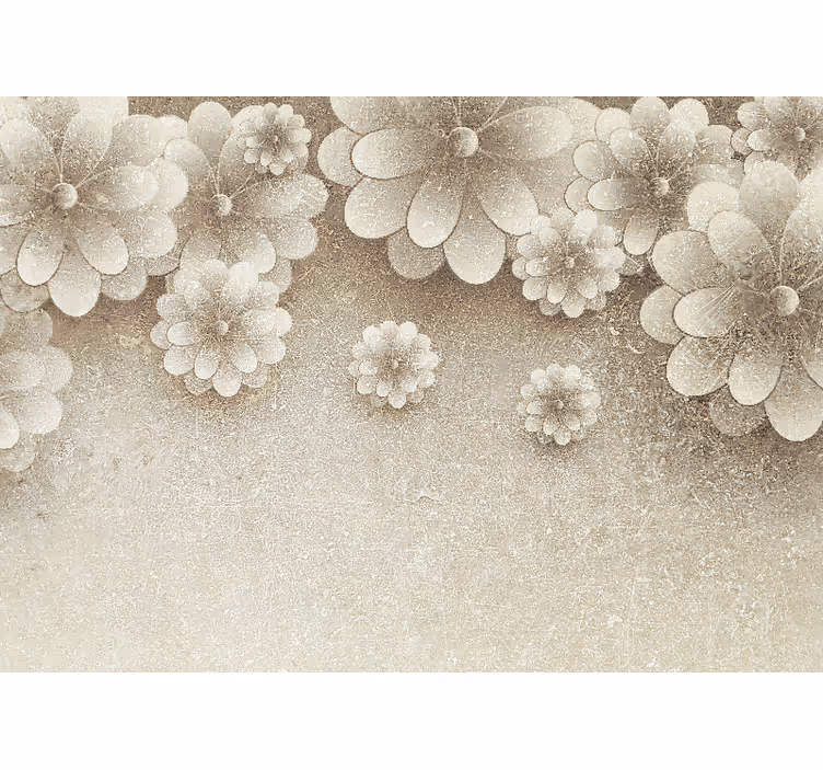 Roller blind for kitchen window 3d floral grey design - TenStickers