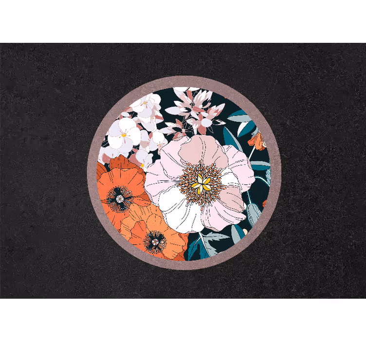 Puppy flowers in circle roller blind for kitchen window - TenStickers