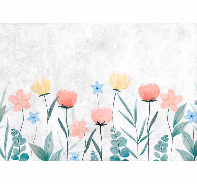 Colorful flowers on white roller blind for kitchen window - TenStickers