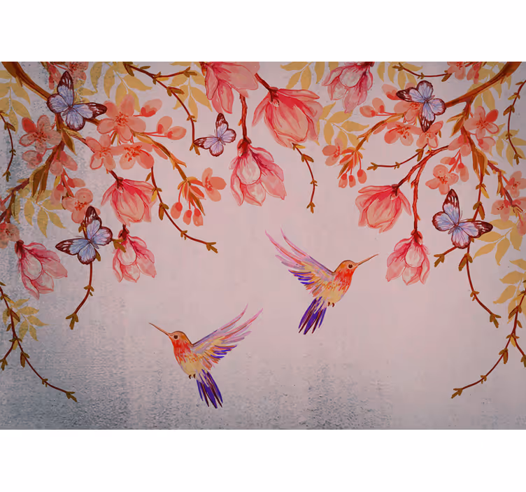 Roller blind for kitchen window magnolia and birds style - TenStickers