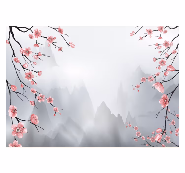 Roller blind for kitchen window cherry blossom branches - TenStickers