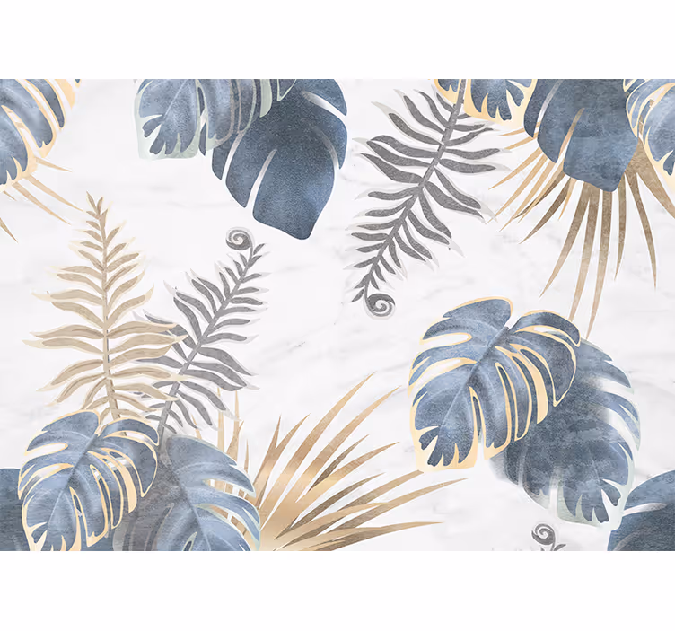 Roller blind for kitchen window blue tropical plants - TenStickers