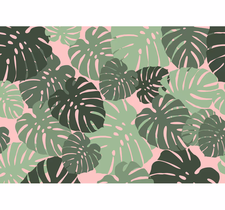 Roller blind for kitchen window monstera leaves pink - TenStickers