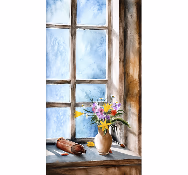 Roller blind for kitchen window vintage plant design - TenStickers