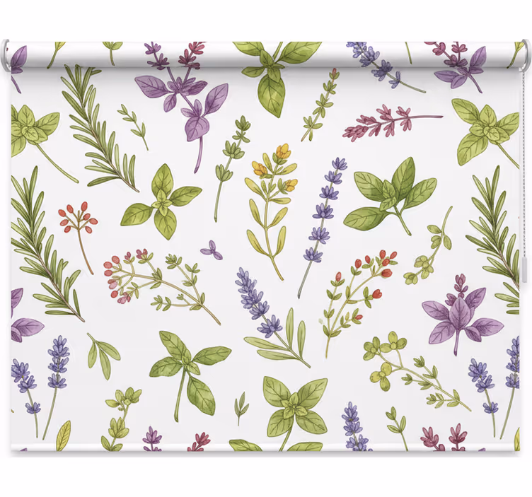 Colorful herbs roller blind for kitchen window - TenStickers