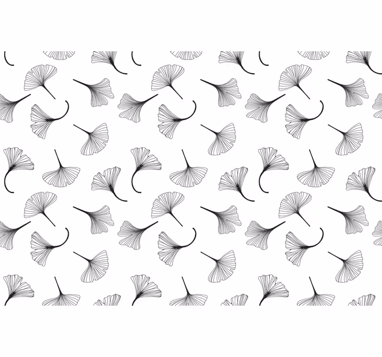 Roller blind for kitchen window ginkgo leaves black pattern - TenStickers