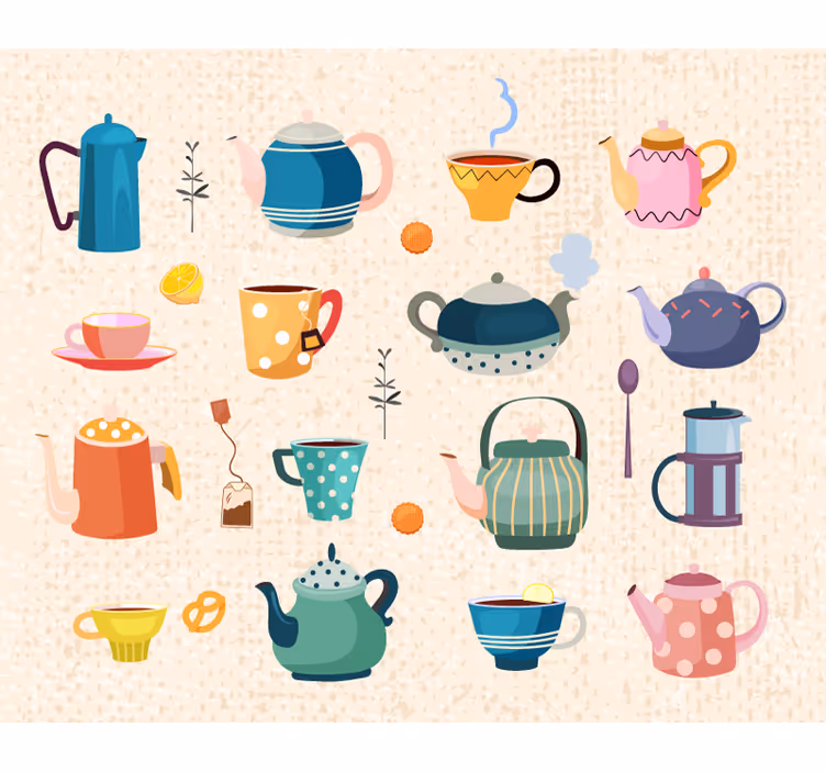 Roller blind for kitchen window vintage tea - TenStickers