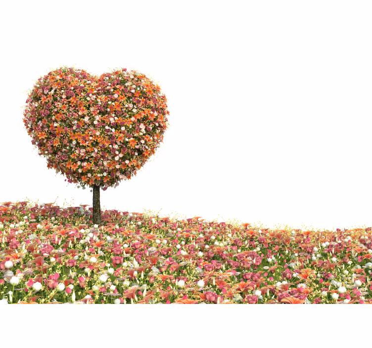 White roller blind heart-shaped fantasy tree mural - TenStickers