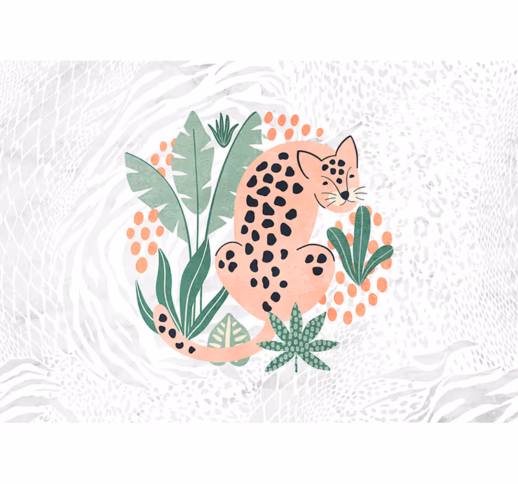 White roller blind with tropical trees and tigers - TenStickers