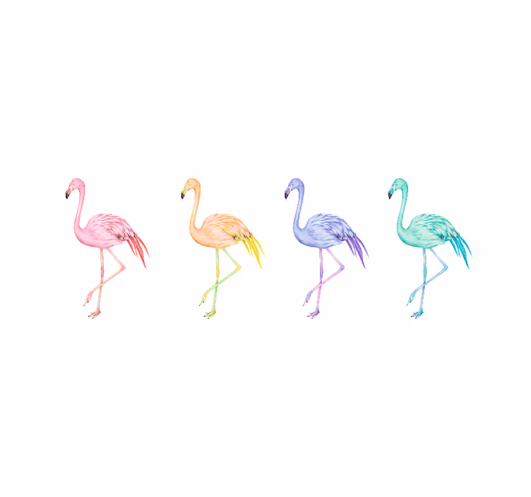 White roller blind colorful seamless flamingos - TenStickers