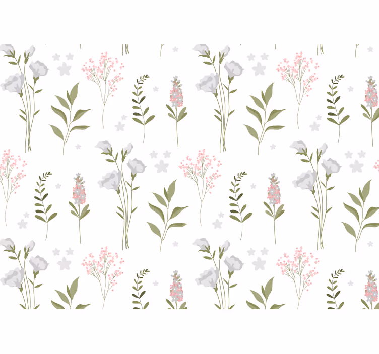 White roller blind with minimalistic wildflower design - TenStickers