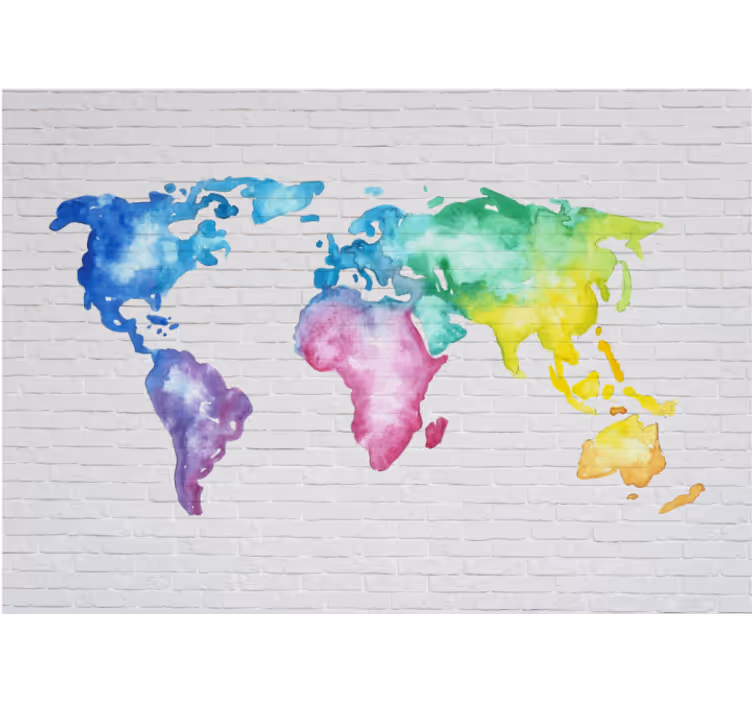 White roller blind colourful world map design - TenStickers