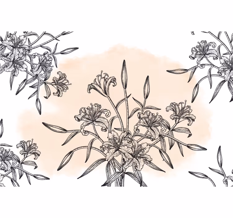 White roller blind panoramic wallpaper lily - TenStickers
