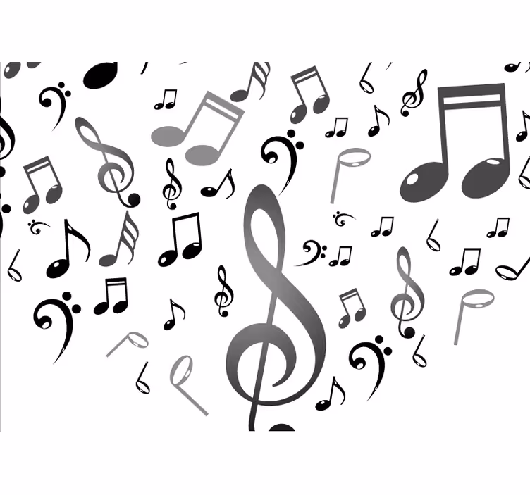 White roller blind with musical notes - TenStickers