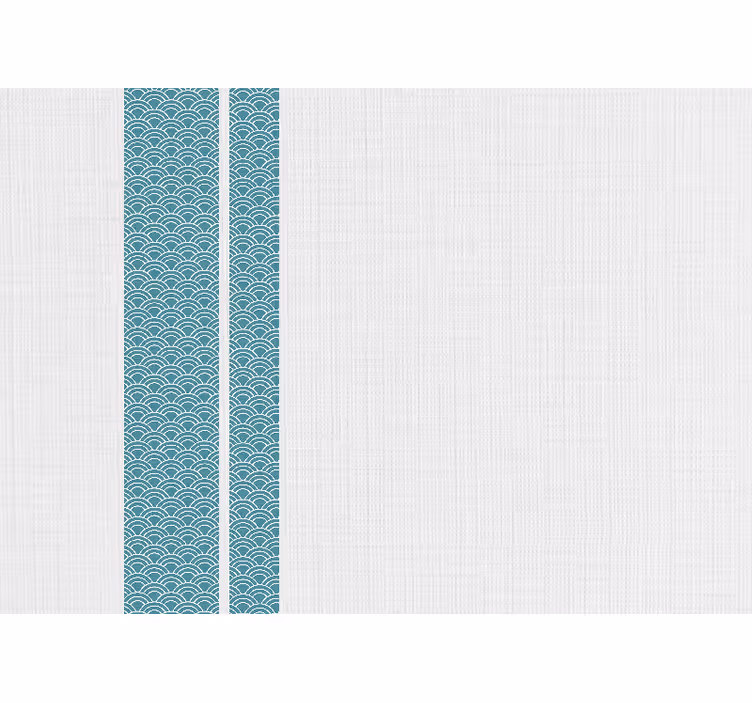 White roller blind with japandi blue stripes design - TenStickers