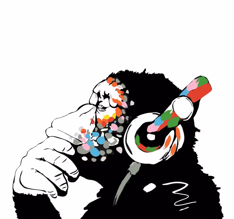 Roller blind for living room mono banksy music - TenStickers