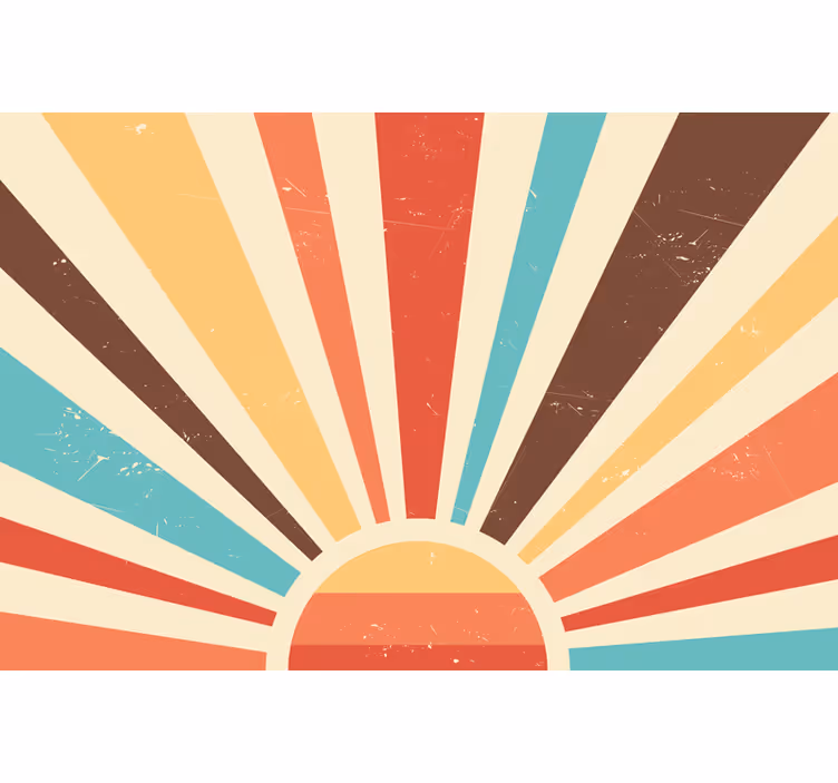 Abstract vintage sunset roller blind for living room - TenStickers