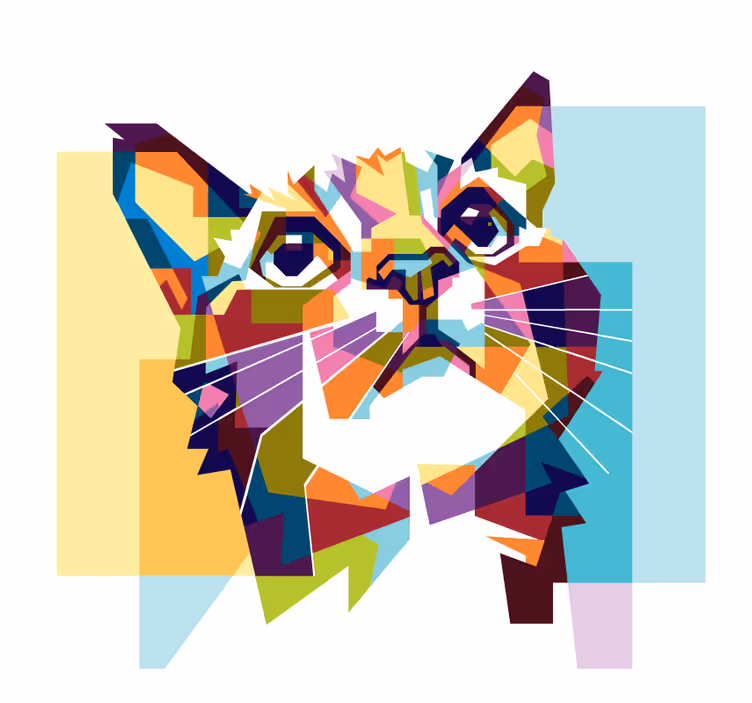Gatos colores roller blind for living room - TenStickers