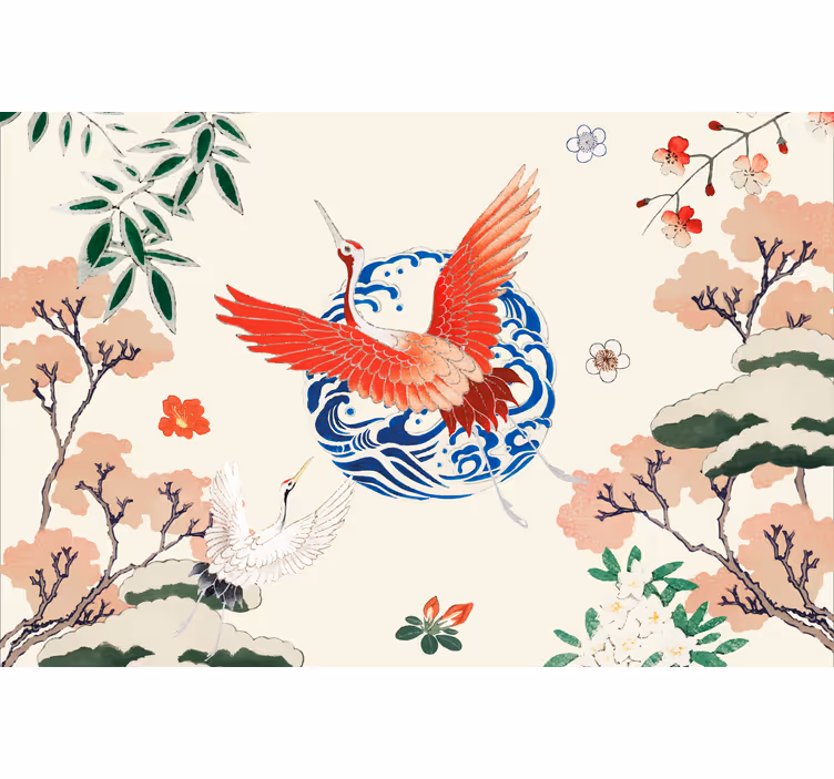 Chinoiserie roller blind for living room - TenStickers