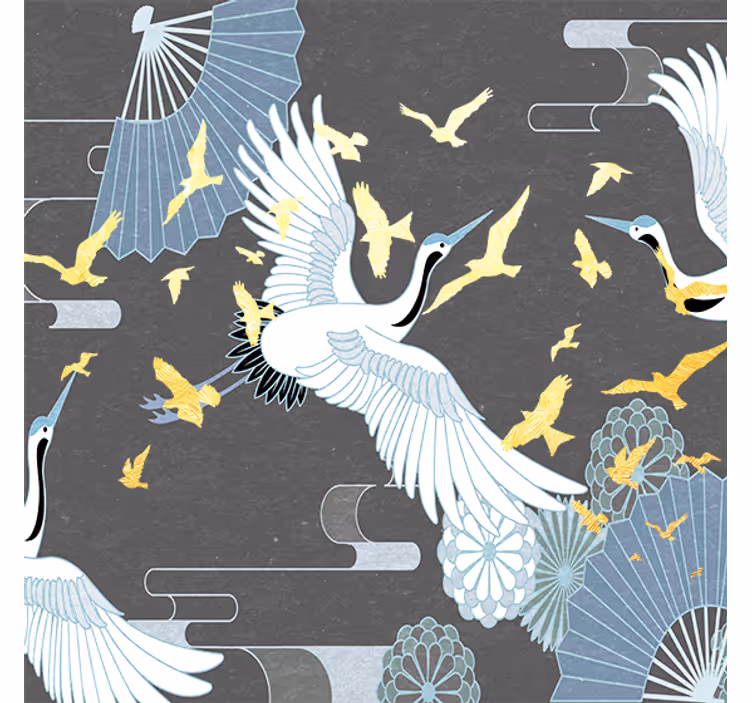 Oriental bird roller blind for living room - TenStickers