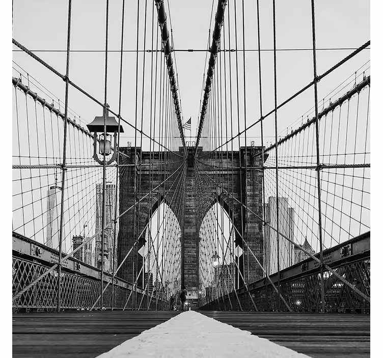 Roller blind for living room black and white brooklyn bridge - TenStickers