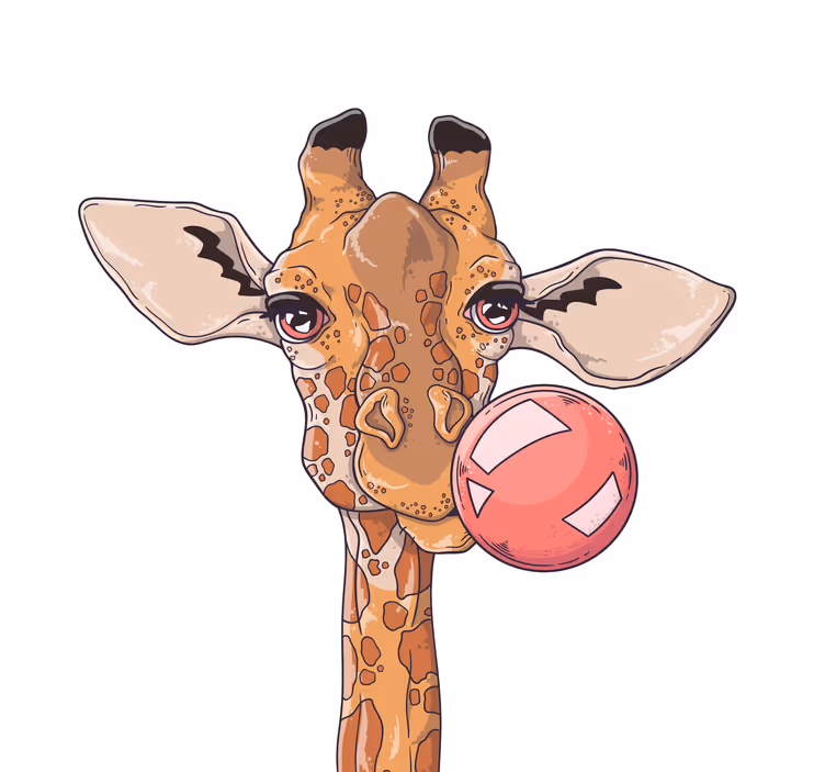 Roller blind for living room giraffe with bubble gum - TenStickers