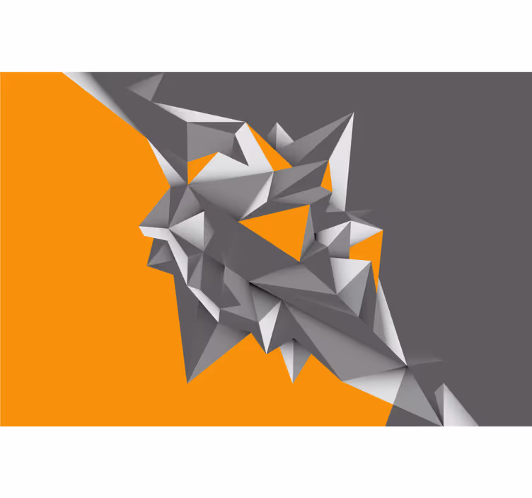 Roller blind for living room in gray and orange shapes - TenStickers