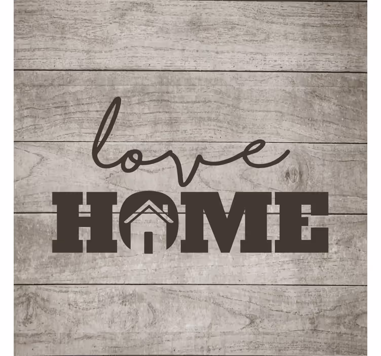 Roller blind for living room love home on gray wood - TenStickers