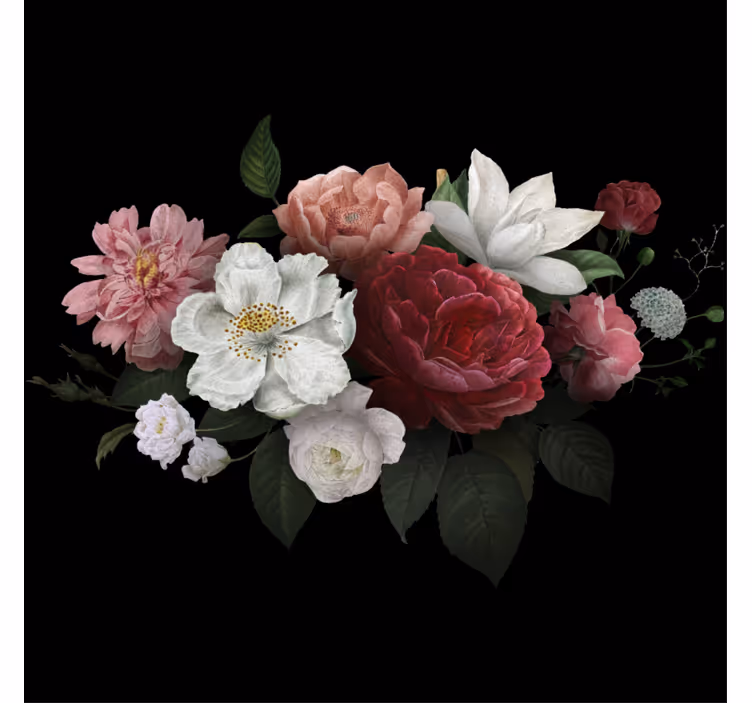 Vintage roses on black roller blind for living room - TenStickers