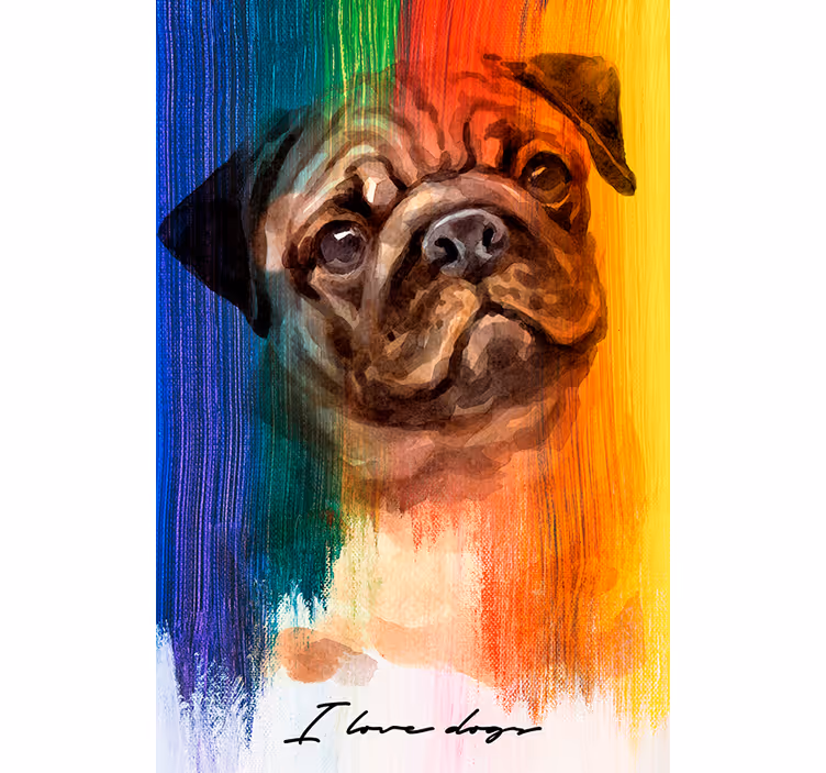 Rainbow pug roller blind for living room - TenStickers
