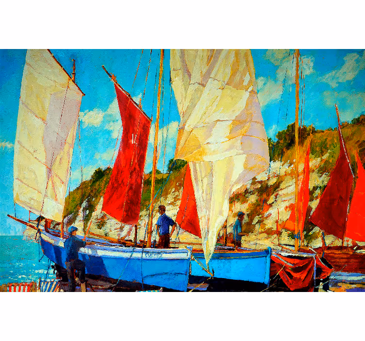 Three boats on the water roller blind for living room - TenStickers