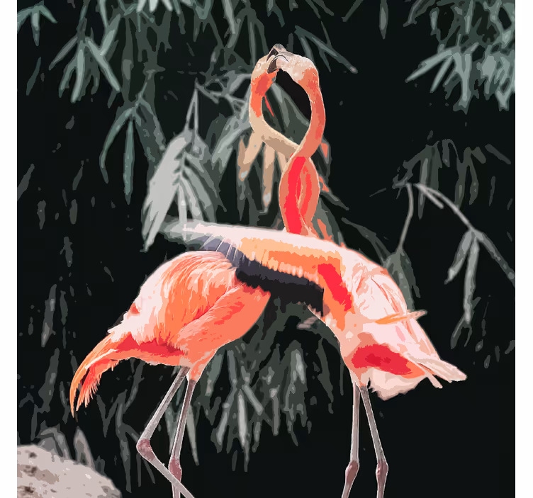 Lovely shot of flamingos roller blind for living room - TenStickers