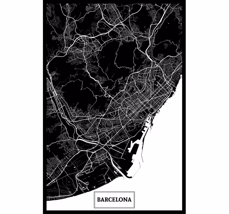 Roller blind for living room topographic map barcelona - TenStickers