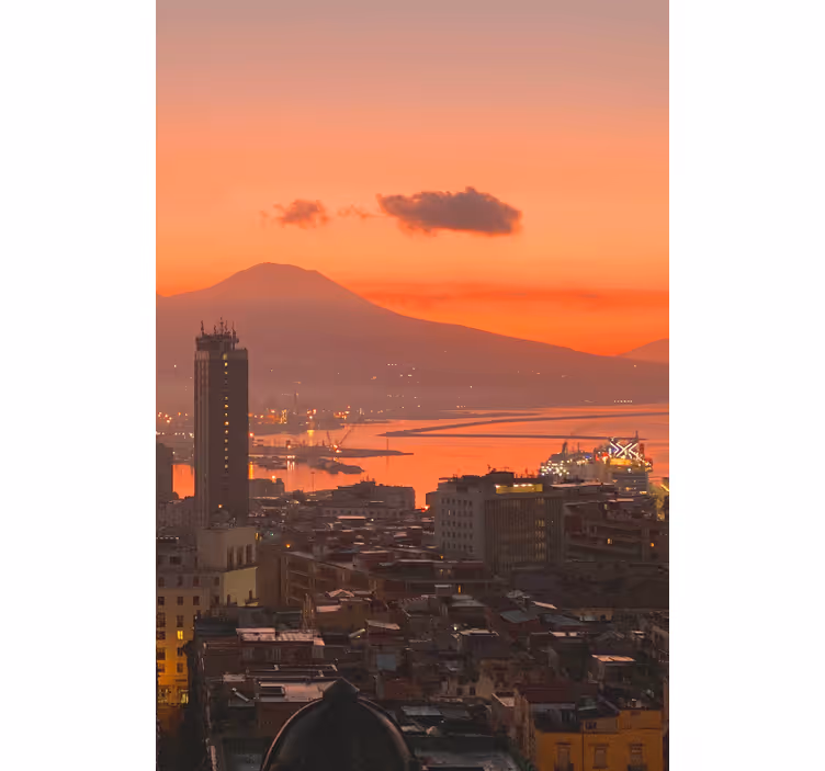 Roller blind for living room naples sunset - TenStickers
