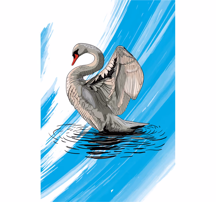 Roller blind for living room swan design - TenStickers