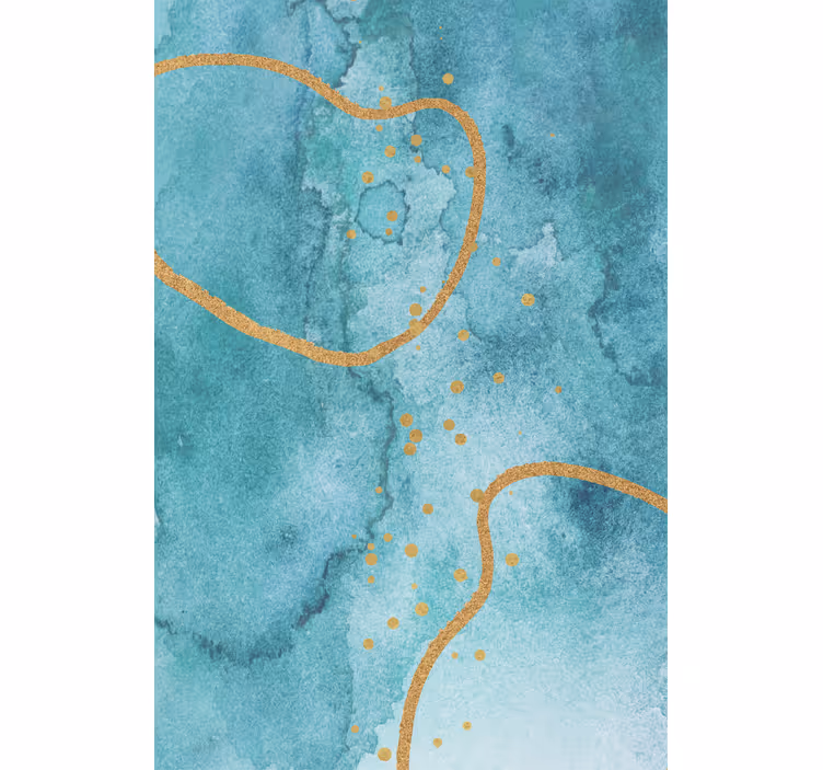 Abstract aquamarine with gold roller blind for living room - TenStickers