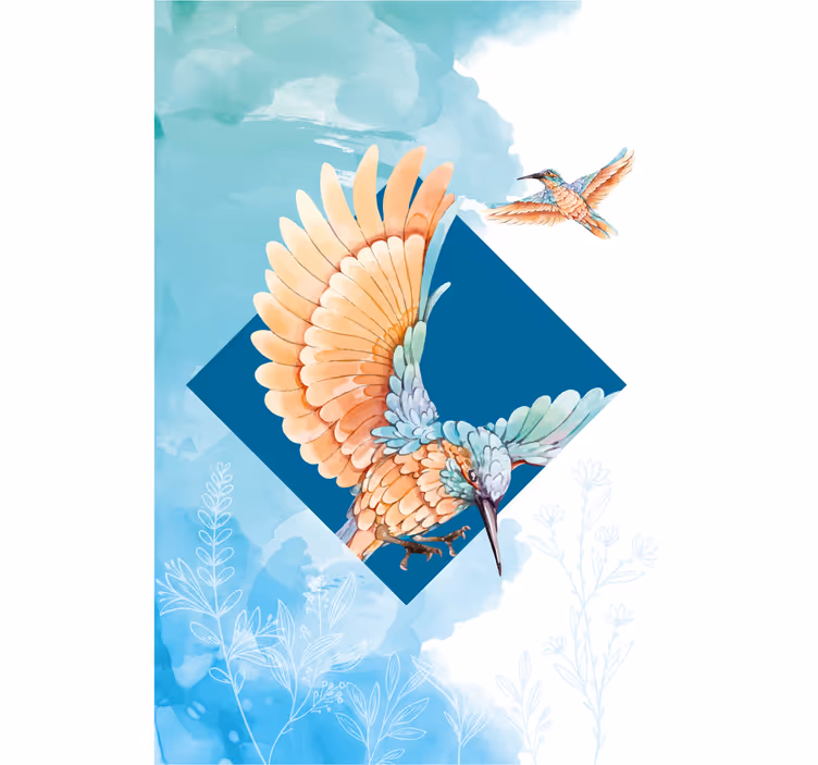 Kingfisher birds roller blind for living room - TenStickers