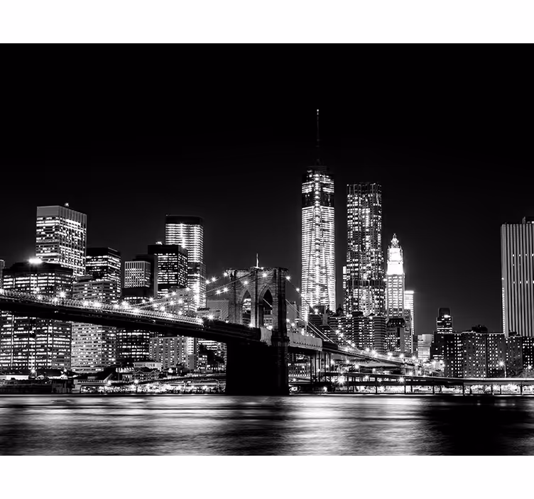 Black roller blind new york east river mural - TenStickers