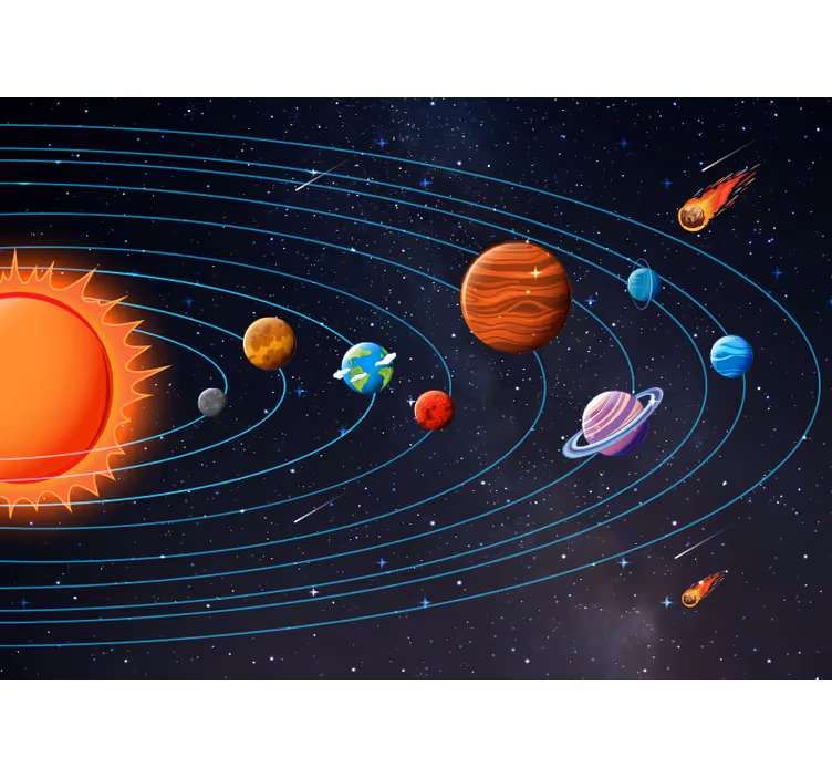 Black roller blind for kids' space animation - TenStickers