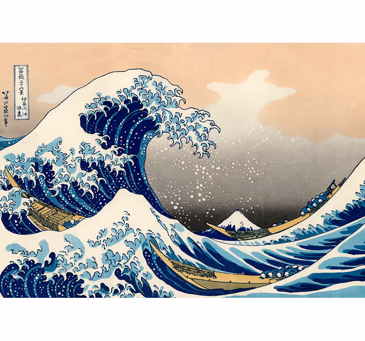 Roller blind for living room hokusai wave mural - TenStickers