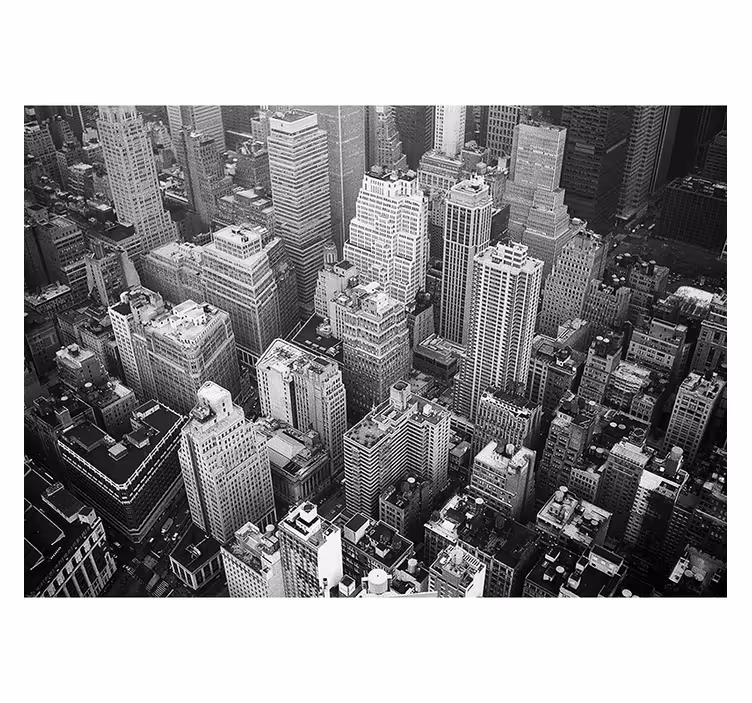 Roller blind for living room new york aerial b&w - TenStickers