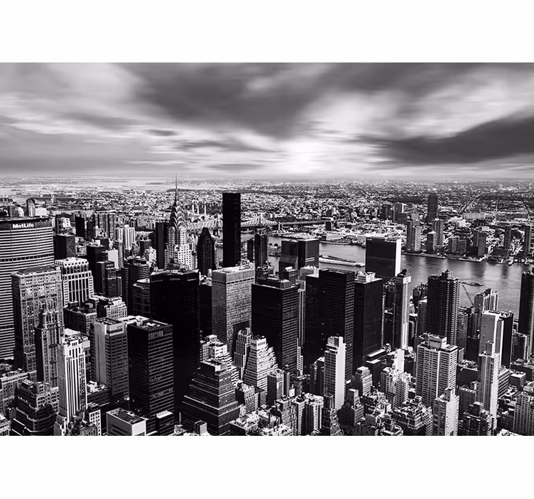 Roller blind for living room urban skyline view - TenStickers